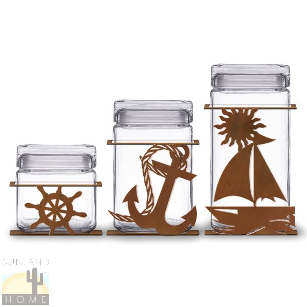 620047R - Nautical 3-Piece Kitchen Canister Set in Rust Patina