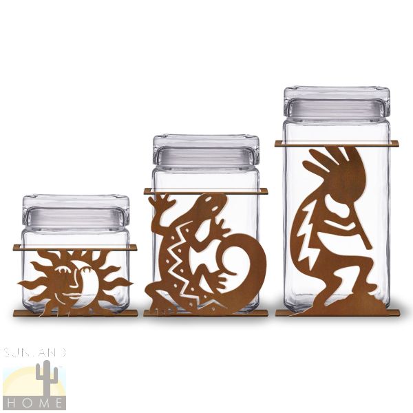 620057R - Southwest 3-Piece Kitchen Canister Set in Rust Patina