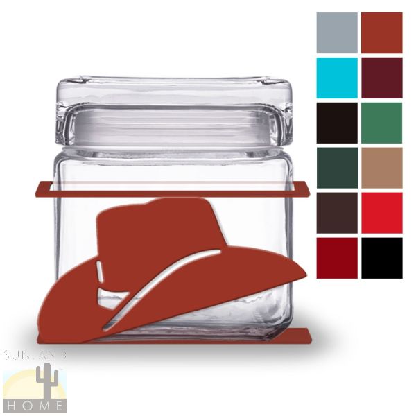 620061 - Cowboy Hat 1-Quart Glass and Metal Kitchen Canister - Choose Color