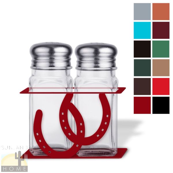 621312 - Horseshoes Metal Salt and Pepper Shaker Set - Choose Color