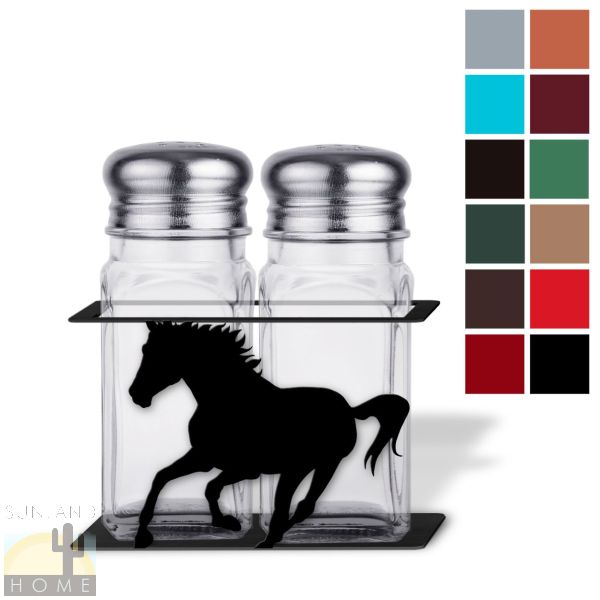 621318 - Running Horse Metal Salt and Pepper Shaker Set - Choose Color