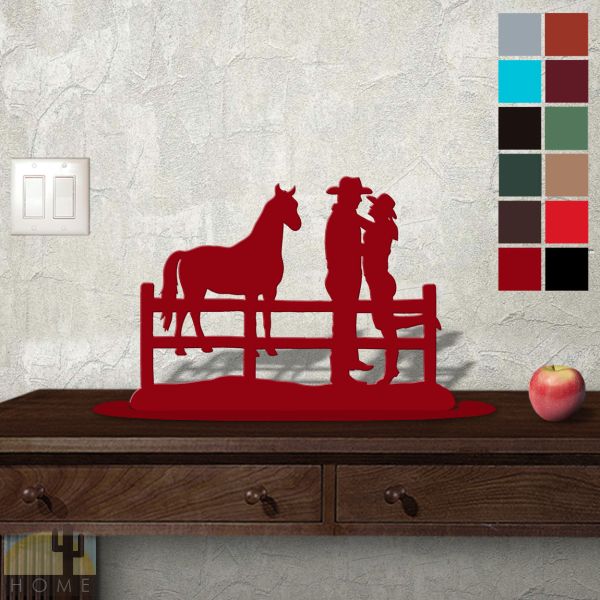 623010 - Tabletop Metal Sculpture - 19in W x 14in H - Cowboy Lovers - Choose Color