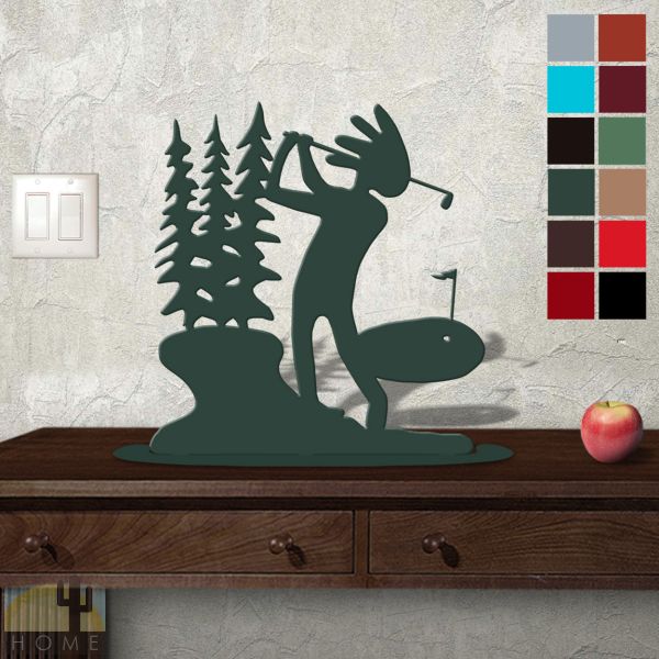 623020 - Tabletop Metal Sculpture - 18in W x 19in H - Golfer Trees - Choose Color