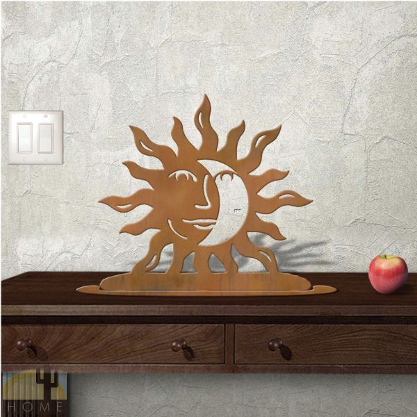 623040r - Tabletop Metal Sculpture - 18in W x 17in H - Eclipse - Rust Patina