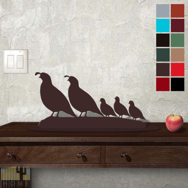 623055 - Tabletop Metal Sculpture - 19in W x 10in H - Quail Family - Choose Color