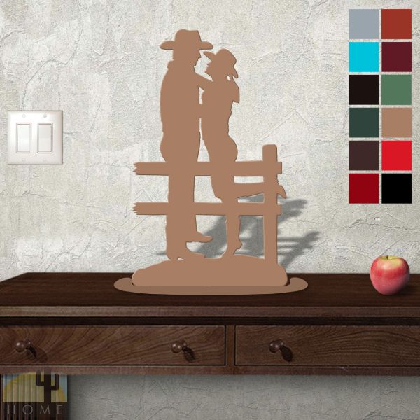 623404 - Tabletop Metal Sculpture - 11in W x 18in H - Cowboy Lovers - Choose Color