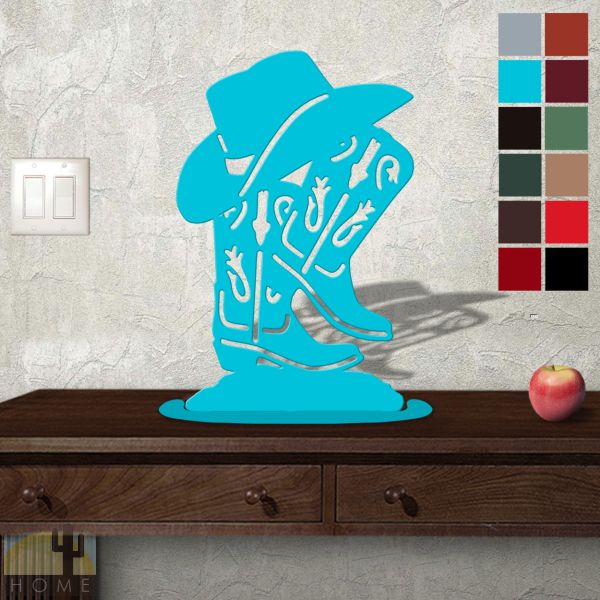 623406 - Tabletop Metal Sculpture - 12in W x 18in H - Boots Hat - Choose Color