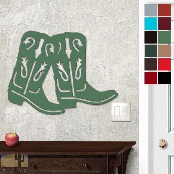 625005 - 18in or 24in Floating Metal Wall Art - Cowboy Boots - Choose Color