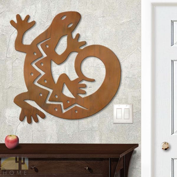 625009r - 18in or 24in Floating Metal Wall Art - C Gecko - Rust Patina