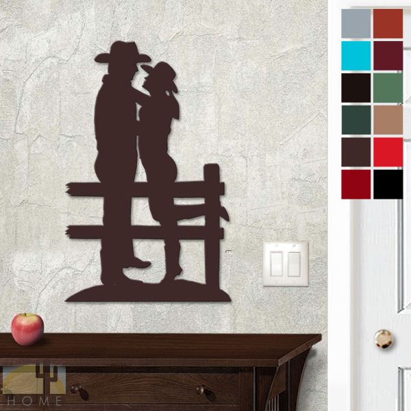 625404 - 18in or 24in Floating Metal Wall Art - Cowboy Lovers - Choose Color
