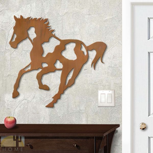 625416r - 18in or 24in Floating Metal Wall Art - Paint Pony - Rust Patina