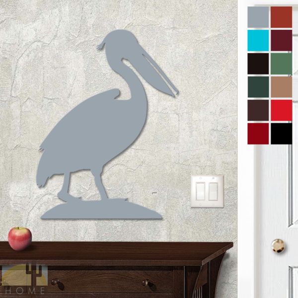 625422 - 18in or 24in Floating Metal Wall Art - Pelican - Choose Color