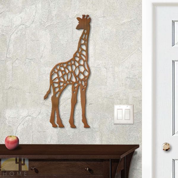 625425r - 18in or 24in Floating Metal Wall Art - Giraffe - Rust Patina