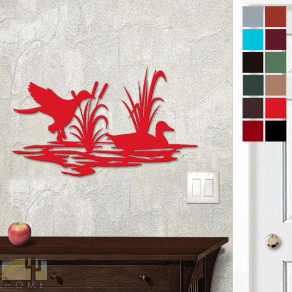 625454 - 18in or 24in Floating Metal Wall Art - Duck Scene - Choose Color