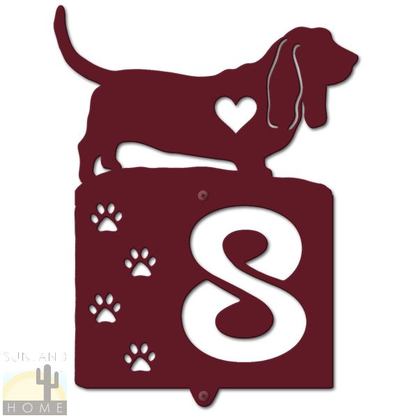 636141 - Basset Hound Cut-Outs One Digit Address Number Plaque - Choose Size and Color