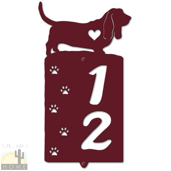 636142 - Basset Hound Cut-Outs Two Digit Address Number Plaque - Choose Size and Color