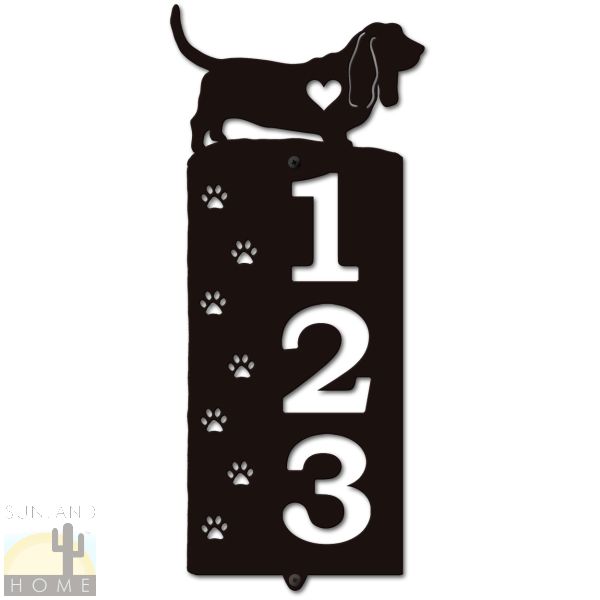 636143 - Basset Hound Cut-Outs Three Digit Address Number Plaque - Choose Size and Color