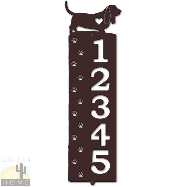 636145 - Basset Hound Cut-Outs Five Digit Address Number Plaque - Choose Size and Color