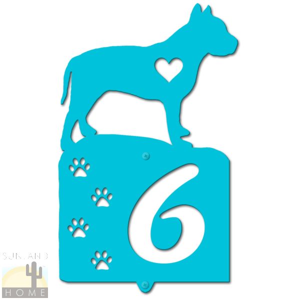 636271 - Pitbull Terrier Cut-Outs One Digit Address Number Plaque - Choose Size and Color