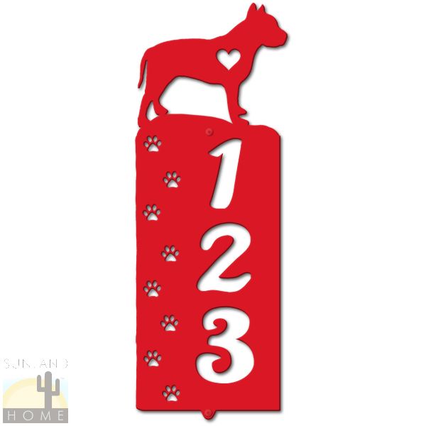 636273 - Pitbull Terrier Cut-Outs Three Digit Address Number Plaque - Choose Size and Color