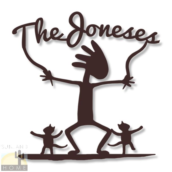 641020 - Kokopelli Crew Personalized Wall Art - 1 Adult - 2 Cats - Choose Size and Color
