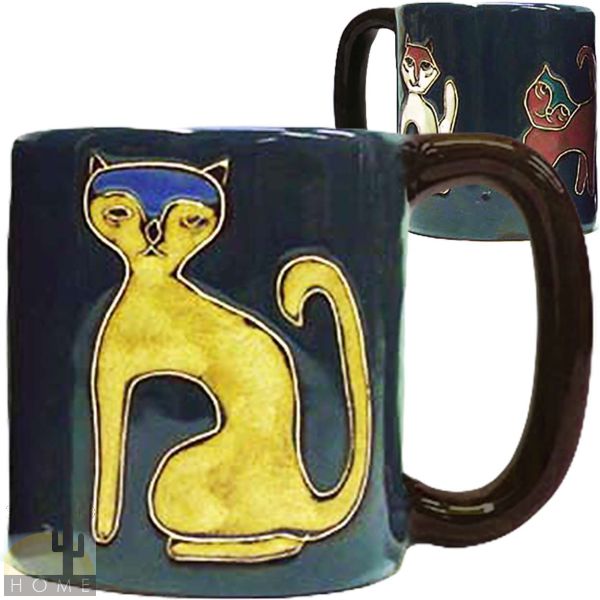 510P3 - Mara Stoneware Mug 16oz Cats Blue