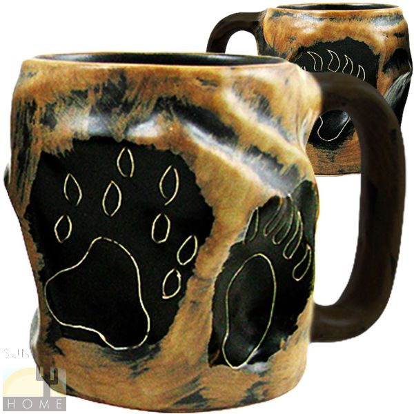512A3 - Mara Stoneware - 20oz Rock Art Mug Bear - Wolf Paws