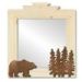600005 - 17in Bear and Trees Lodge Natural Pine Wall Mirror