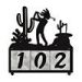 607133 - Kokopelli Golfer Desert Motif 3-Digit Horizontal 4-inch Tile House Numbers