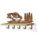 618012R - Big Mouth Bass in Trees Rust Decorative Metal Art with 5 Hooks and 24in Wood Shelf