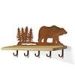 618022R - Brown Bear in Woods Rust Decorative Metal Art with 5 Hooks and 24in Wood Shelf