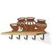 618052R - Pots and Chilies Rust Decorative Metal Art with 5 Hooks and 24in Wood Shelf