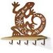 618092R - Story Gecko Rust Decorative Metal Art with 5 Hooks and 24in Wood Shelf