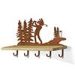 618142R - Tree-line Kokopelli Golfer Rust Decorative Metal Art with 5 Hooks and 24in Wood Shelf