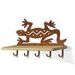 618232R - Santa Fe Gecko Rust Decorative Metal Art with 5 Hooks and 24in Wood Shelf