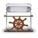620041R - Ship's Wheel 1-Quart Glass and Metal Kitchen Canister in Rust Patina