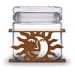 620051R - Sun Face Eclipse 1-Quart Glass and Metal Kitchen Canister in Rust Patina